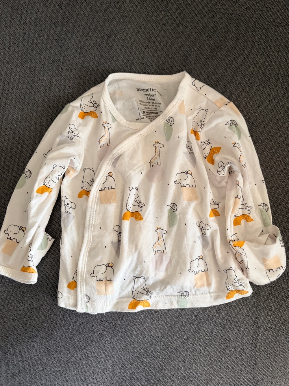 Magnetic Me White Baby Kimono Top with Orange & Pale Green Accents